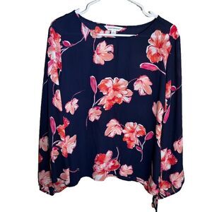 Counterparts Blouse Women's XL Watercolor Round Neck Printed Artsy Top Shirt